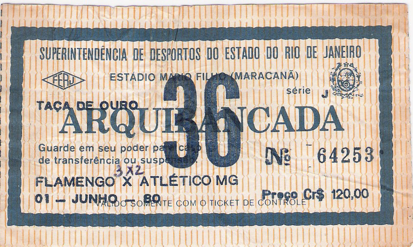 O ingresso para o espetáculo de 1º de junho de 1980.