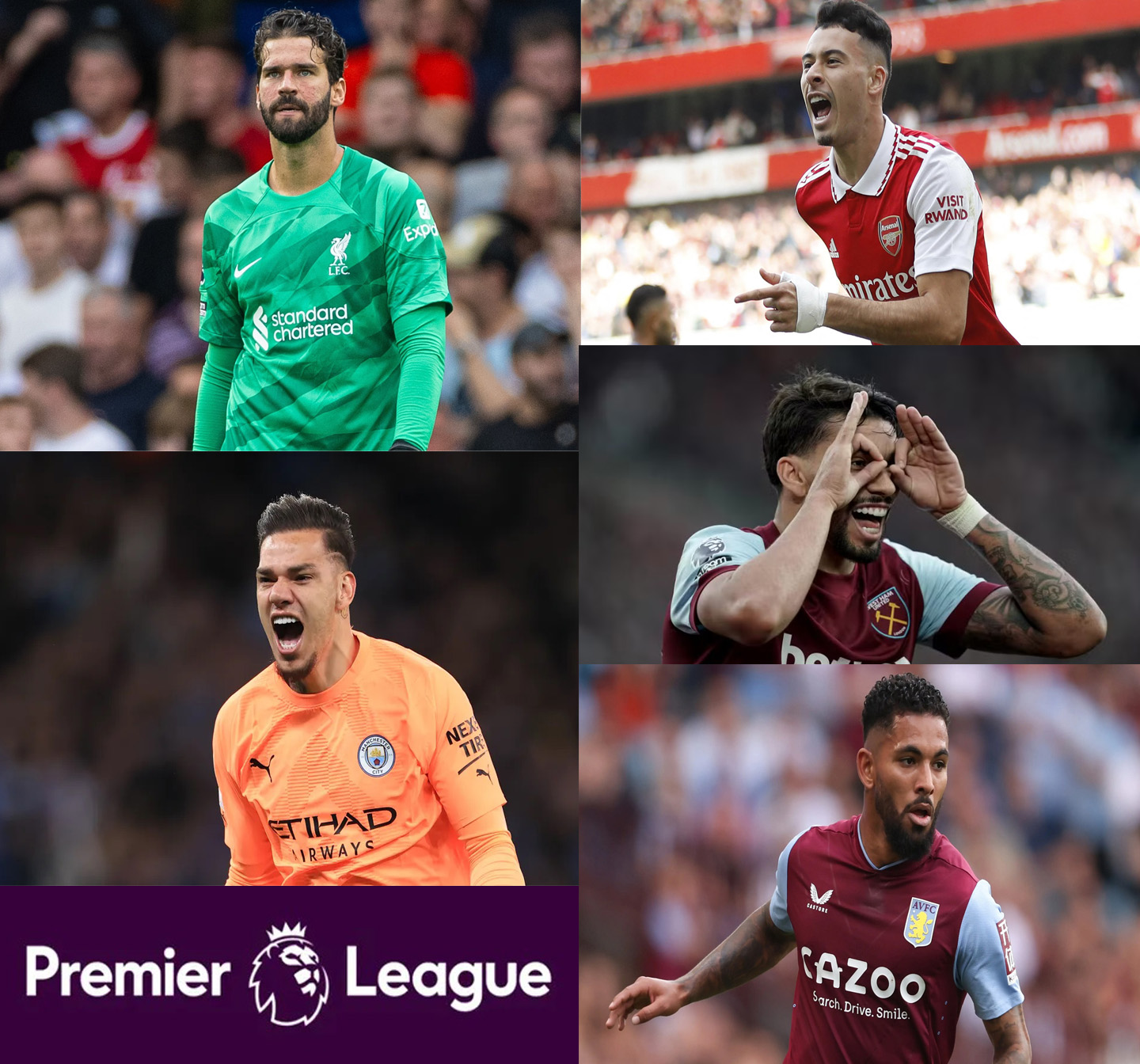 Os 5 craques brasileiros na Premier League Os 5 craques brasileiros na Premier League