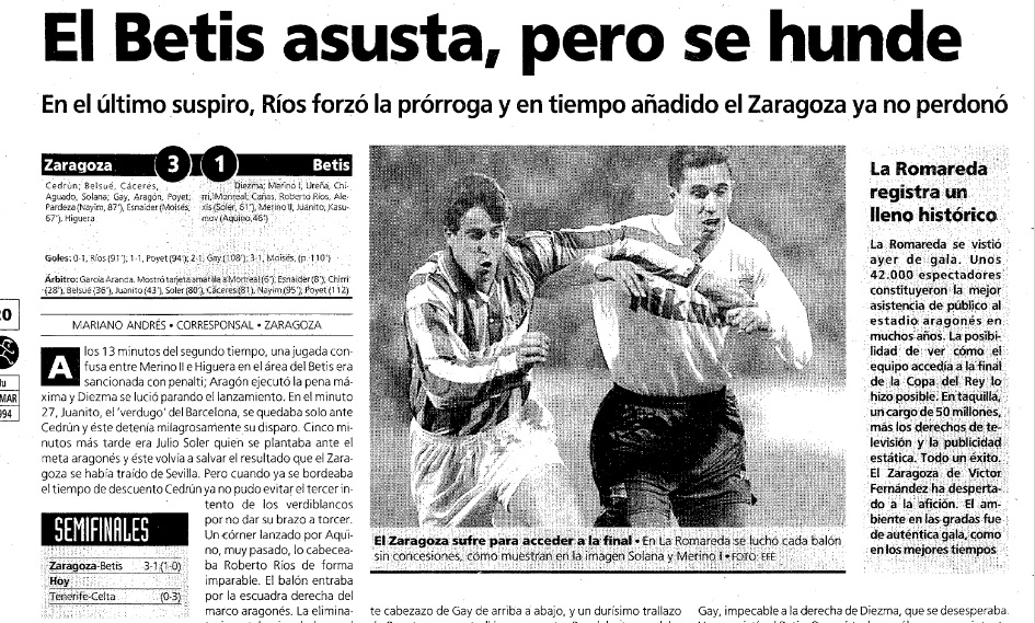 Esquadrão Imortal - Real Zaragoza 1993-1995 8 betis zaragoza 1994 1