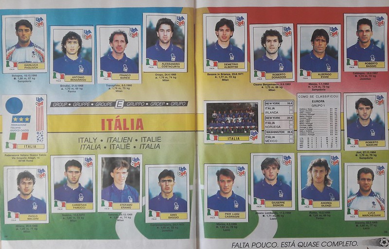 Seleções Imortais - Itália 1990-1994 28 italia 1994 figurinhas