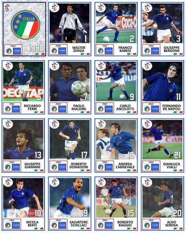 Seleções Imortais - Itália 1990-1994 3 italia figurinhas 1990