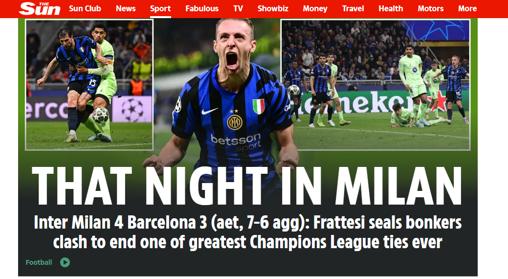 Jogos Eternos - Internazionale 4x3 Barcelona 2025 17 jornal inter barca 3