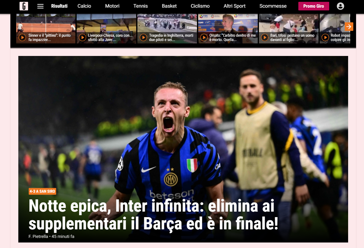 Jogos Eternos - Internazionale 4x3 Barcelona 2025 18 jornal inter barca