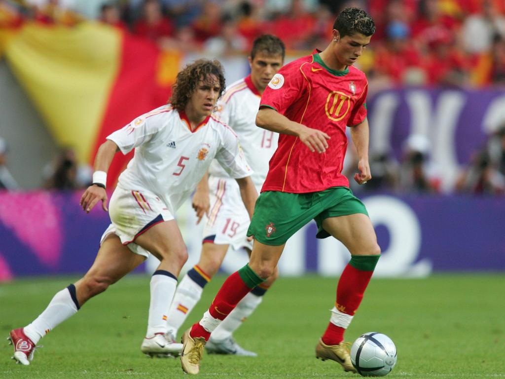 Espanha x Portugal: grandes jogos na história 6 portugal espanha 2004 cr7 Andreas Rentz Credito Bongarts Getty images