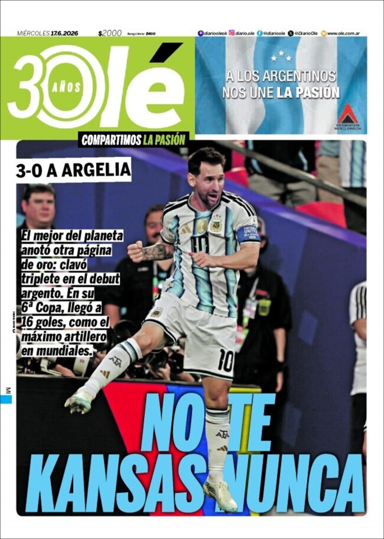 Argentina 3x0 Argélia 2026