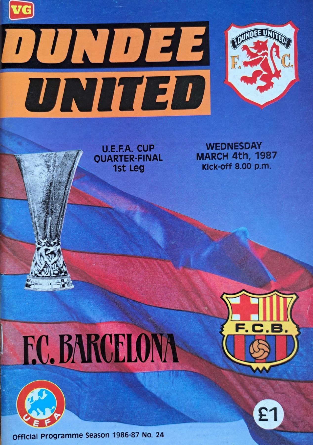 dundee united v barcelona uefa cup 1987 mar 4t